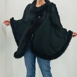 Randolph Duke Vintage Y2K Celebrity Designer Whimsigoth Blanket Fur Wrap Poncho